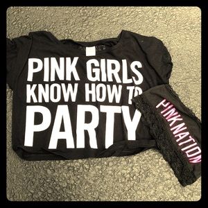 PINK Tshirt and bralette